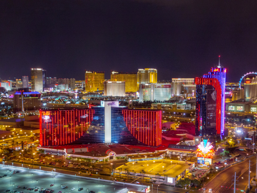An aerial shot of the Rio Hotel and Casino in Las Vegas.